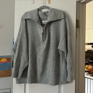 Aerie Heather grey 1/4 zip sweater w/collar size xl